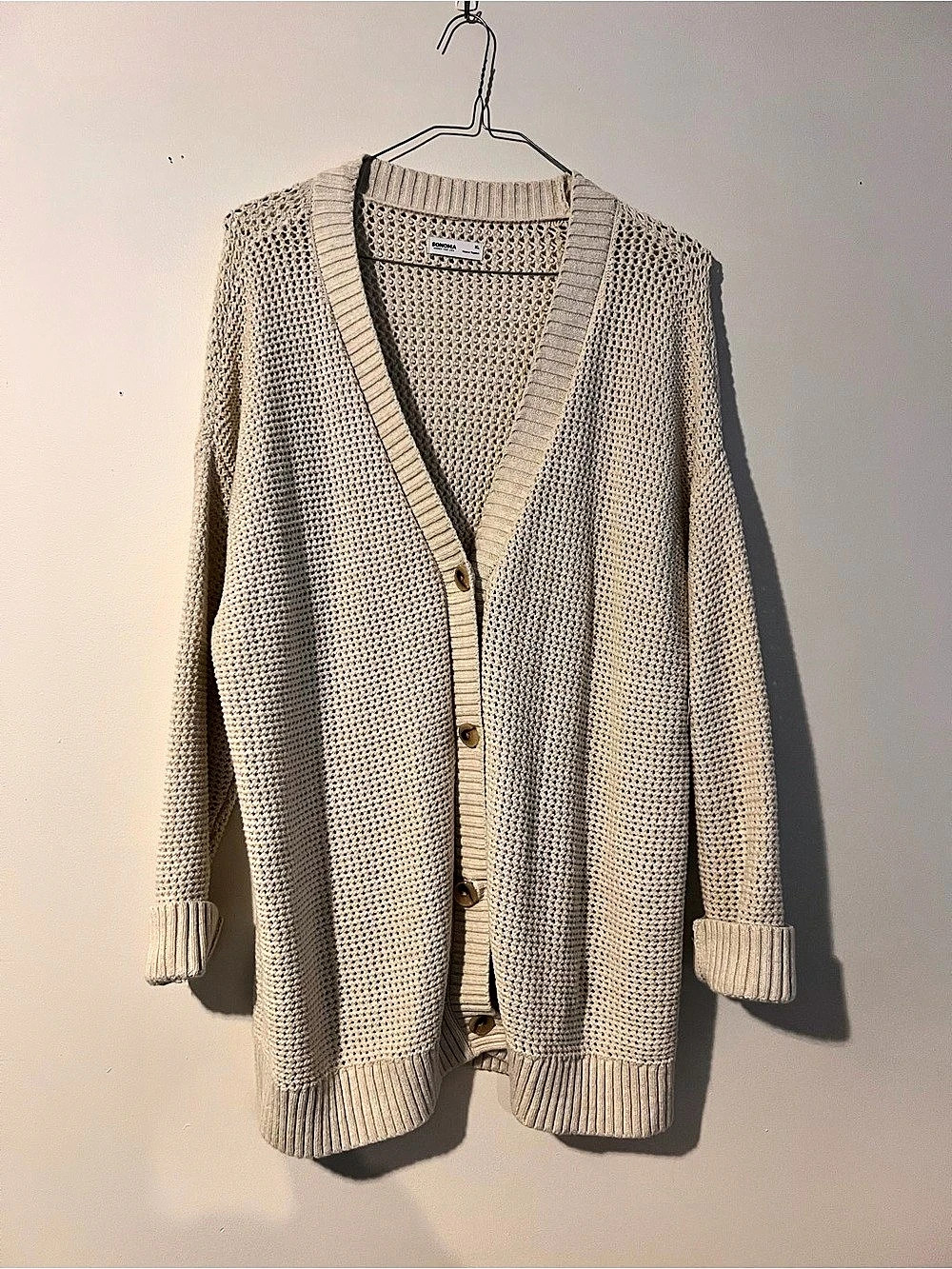 Sonoma Open Knit Button Front Cardigan Cream XL